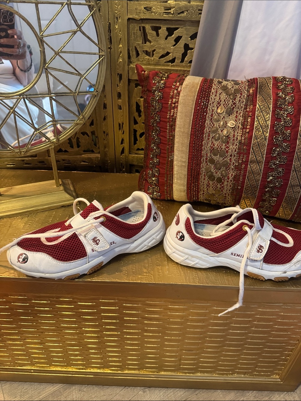 Kids Athletic Sneakers in Red and White FSU